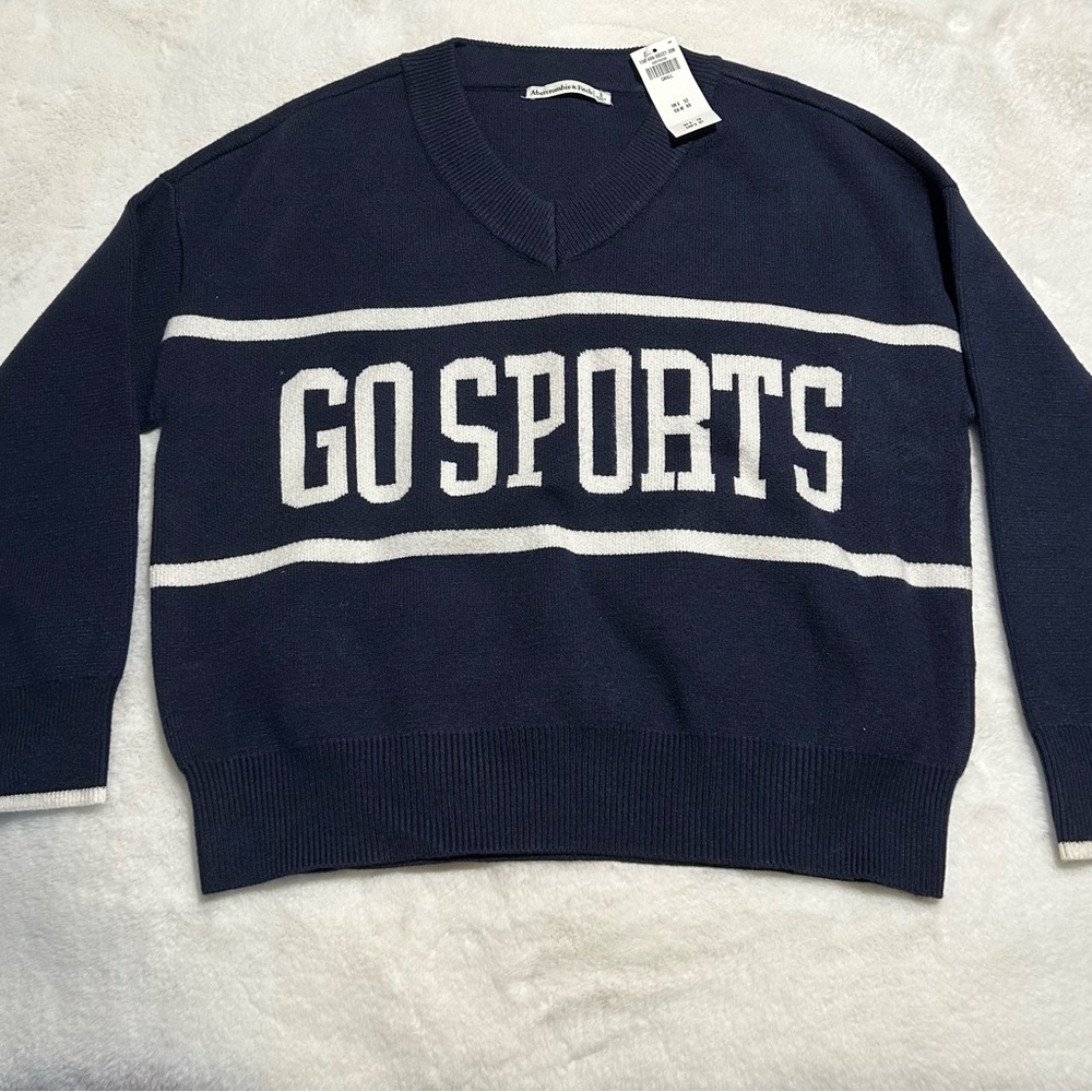 Navy and White 'Go Sports' Sweater